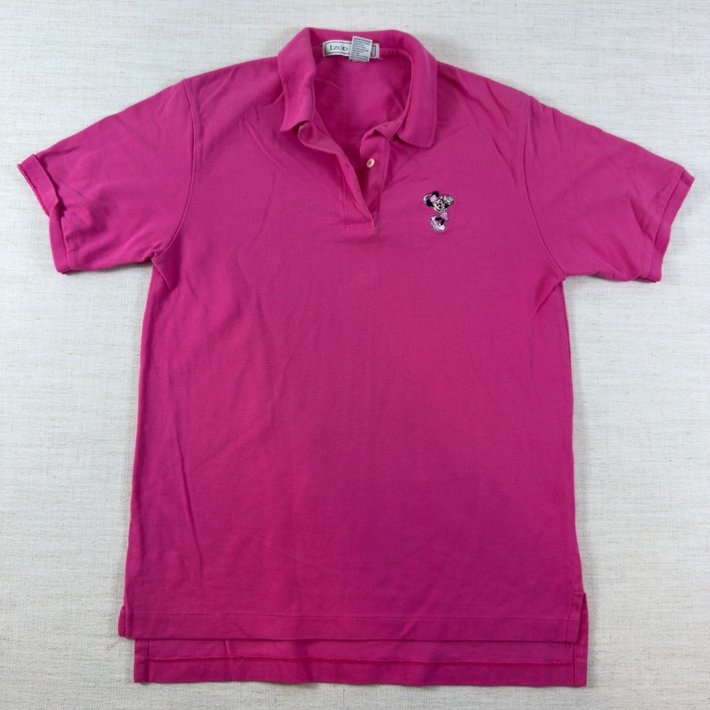 Izod Club Disney Minnie Mouse Pink Polo Shirt Womens Medium Cotton Pique Vintage